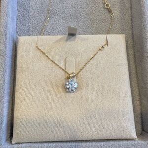 2.5 carat Moissanite pendant with 14k yellow gold chain
